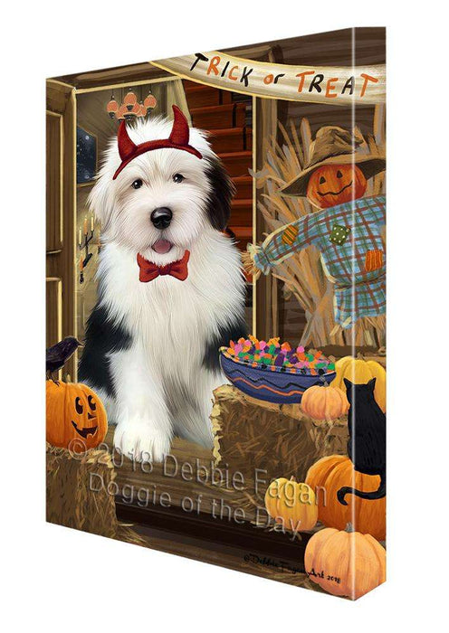 Enter at Own Risk Trick or Treat Halloween Old English Sheepdog Canvas Print Wall Art Décor CVS96668