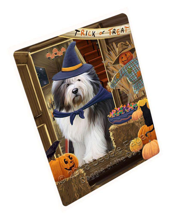 Enter at Own Risk Trick or Treat Halloween Old English Sheepdog Cutting Board C64041