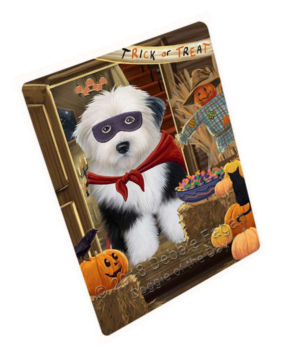 Enter at Own Risk Trick or Treat Halloween Old English Sheepdog Cutting Board C64044