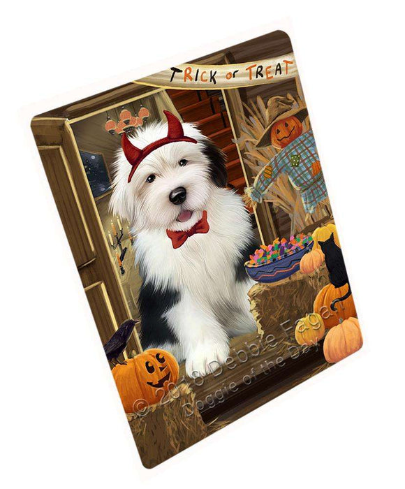 Enter at Own Risk Trick or Treat Halloween Old English Sheepdog Cutting Board C64050