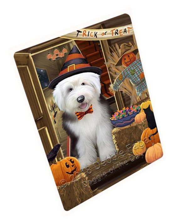 Enter at Own Risk Trick or Treat Halloween Old English Sheepdog Cutting Board C64053
