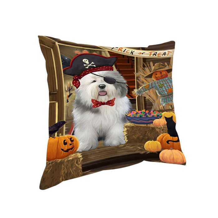 Enter at Own Risk Trick or Treat Halloween Old English Sheepdog Pillow PIL69428