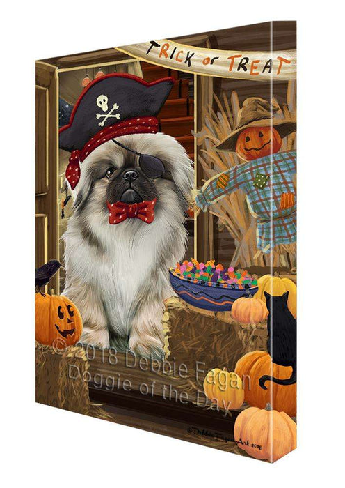Enter at Own Risk Trick or Treat Halloween Pekingese Dog Canvas Print Wall Art Décor CVS96704