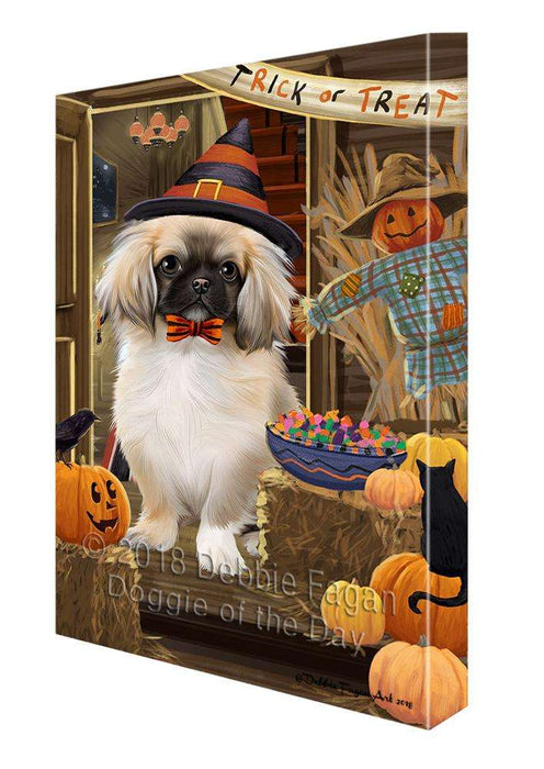 Enter at Own Risk Trick or Treat Halloween Pekingese Dog Canvas Print Wall Art Décor CVS96722