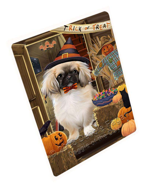 Enter at Own Risk Trick or Treat Halloween Pekingese Dog Cutting Board C64068