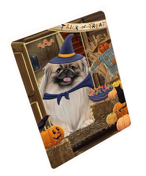 Enter at Own Risk Trick or Treat Halloween Pekingese Dog Large Refrigerator / Dishwasher Magnet RMAG80106