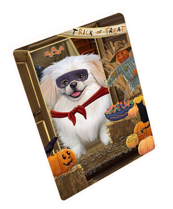 Enter at Own Risk Trick or Treat Halloween Pekingese Dog Large Refrigerator / Dishwasher Magnet RMAG80112