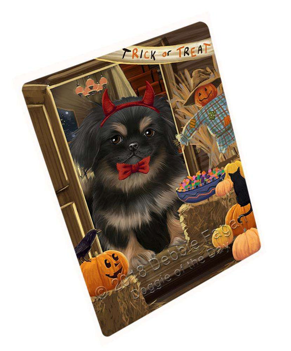 Enter at Own Risk Trick or Treat Halloween Pekingese Dog Large Refrigerator / Dishwasher Magnet RMAG80124