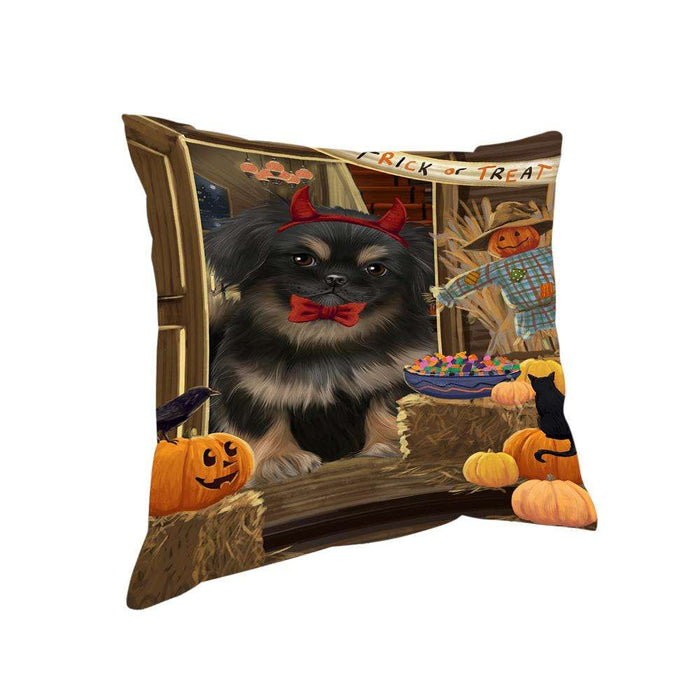 Enter at Own Risk Trick or Treat Halloween Pekingese Dog Pillow PIL69452