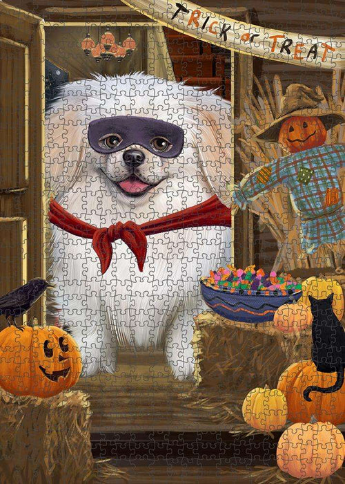 Enter at Own Risk Trick or Treat Halloween Pekingese Dog Puzzle with Photo Tin PUZL79976