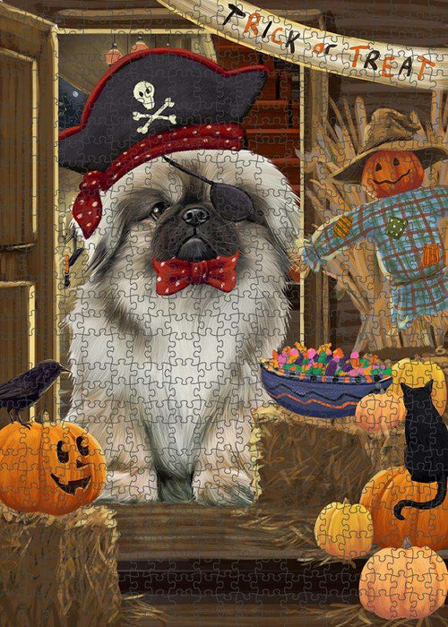 Enter at Own Risk Trick or Treat Halloween Pekingese Dog Puzzle with Photo Tin PUZL79980