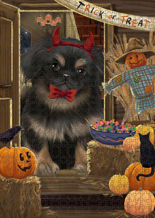 Enter at Own Risk Trick or Treat Halloween Pekingese Dog Puzzle with Photo Tin PUZL79984