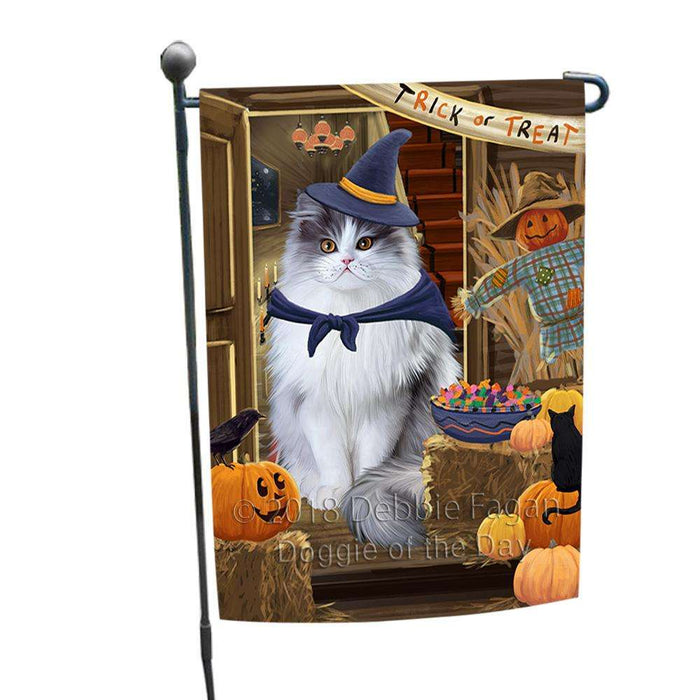 Enter at Own Risk Trick or Treat Halloween Persian Cat Garden Flag GFLG53271