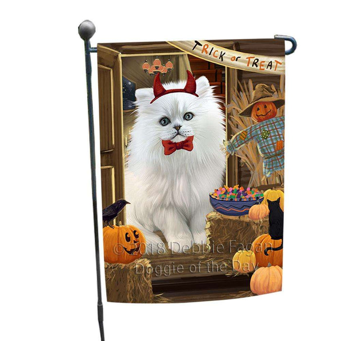 Enter at Own Risk Trick or Treat Halloween Persian Cat Garden Flag GFLG53274