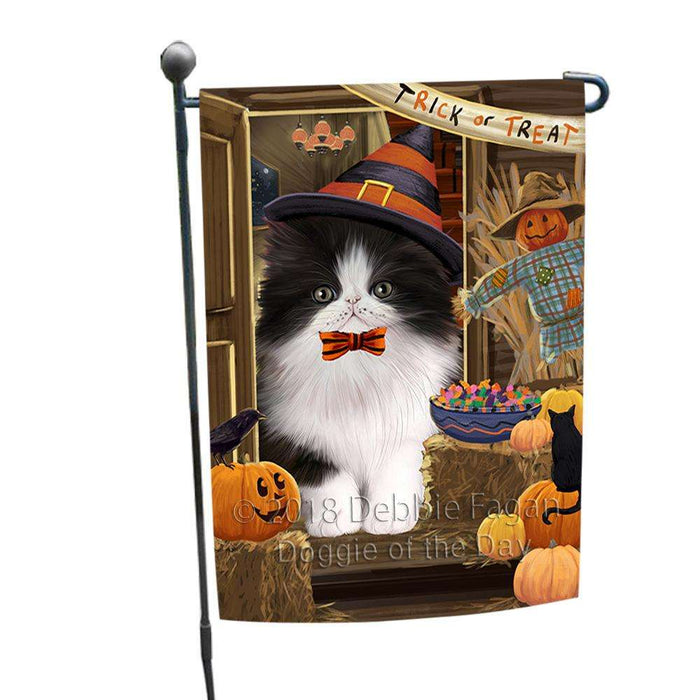 Enter at Own Risk Trick or Treat Halloween Persian Cat Garden Flag GFLG53275