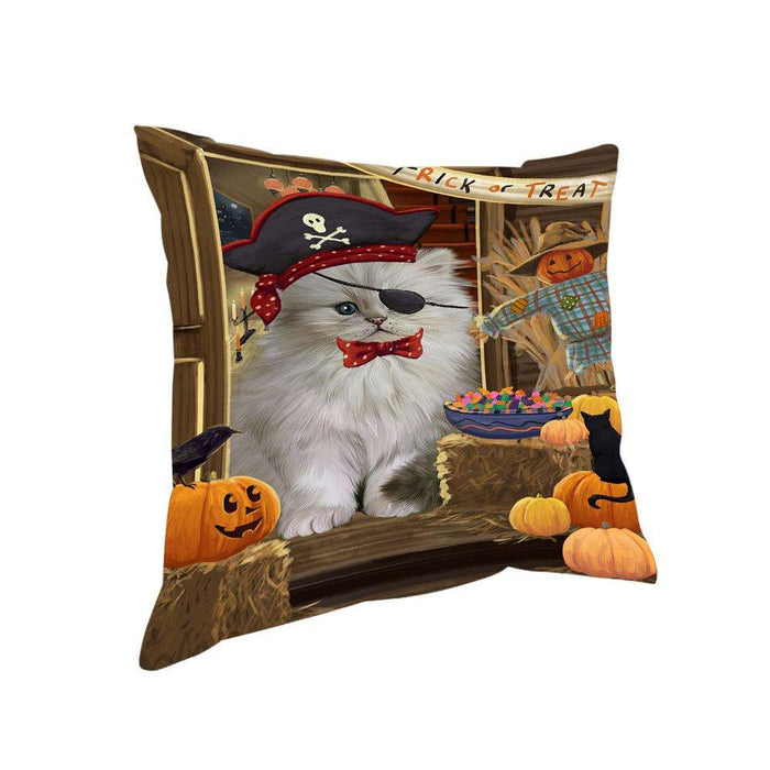 Enter at Own Risk Trick or Treat Halloween Persian Cat Pillow PIL69468