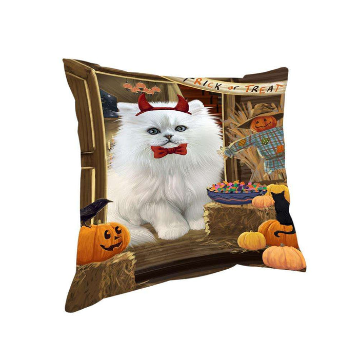 Enter at Own Risk Trick or Treat Halloween Persian Cat Pillow PIL69472