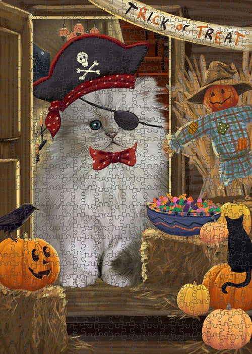 Enter at Own Risk Trick or Treat Halloween Persian Cat Puzzle with Photo Tin PUZL80000