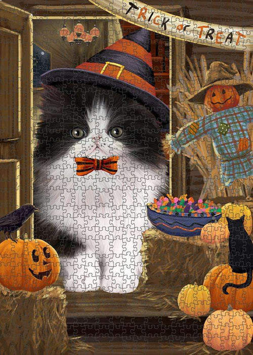Enter at Own Risk Trick or Treat Halloween Persian Cat Puzzle with Photo Tin PUZL80008