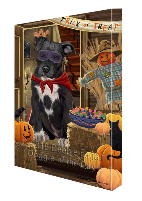 Enter at Own Risk Trick or Treat Halloween Pit Bull Dog Canvas Print Wall Art Décor CVS96785