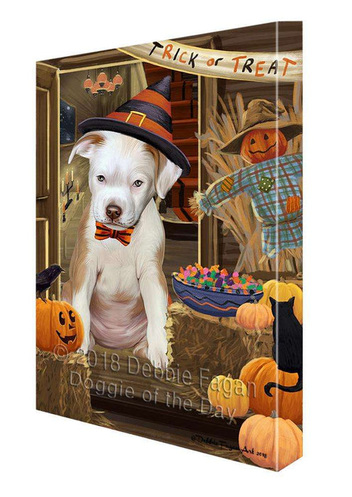 Enter at Own Risk Trick or Treat Halloween Pit Bull Dog Canvas Print Wall Art Décor CVS96812