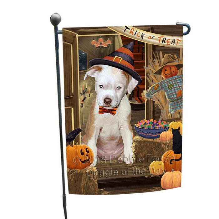 Enter at Own Risk Trick or Treat Halloween Pit Bull Dog Garden Flag GFLG53280