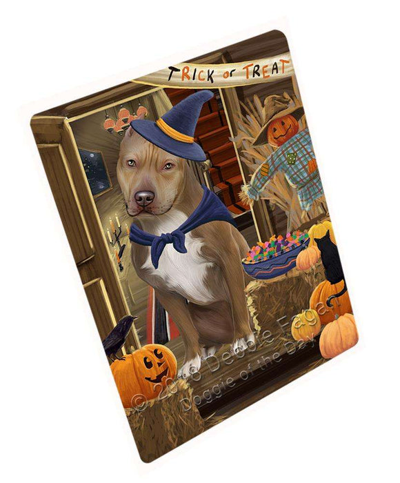Enter at Own Risk Trick or Treat Halloween Pit Bull Dog Large Refrigerator / Dishwasher Magnet RMAG80166
