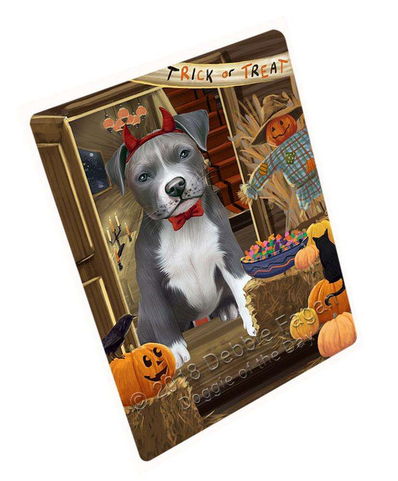 Enter at Own Risk Trick or Treat Halloween Pit Bull Dog Large Refrigerator / Dishwasher Magnet RMAG80184