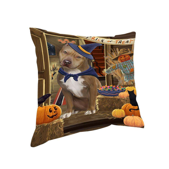 Enter at Own Risk Trick or Treat Halloween Pit Bull Dog Pillow PIL69480