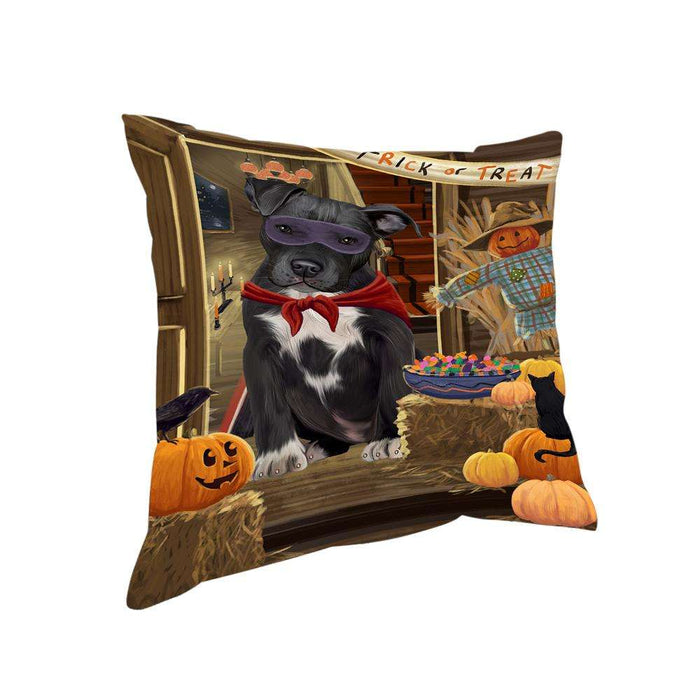 Enter at Own Risk Trick or Treat Halloween Pit Bull Dog Pillow PIL69484