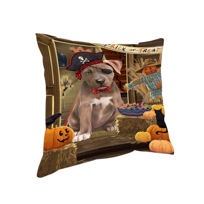 Enter at Own Risk Trick or Treat Halloween Pit Bull Dog Pillow PIL69488