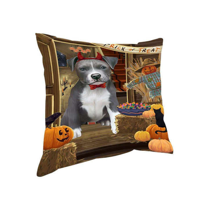 Enter at Own Risk Trick or Treat Halloween Pit Bull Dog Pillow PIL69492