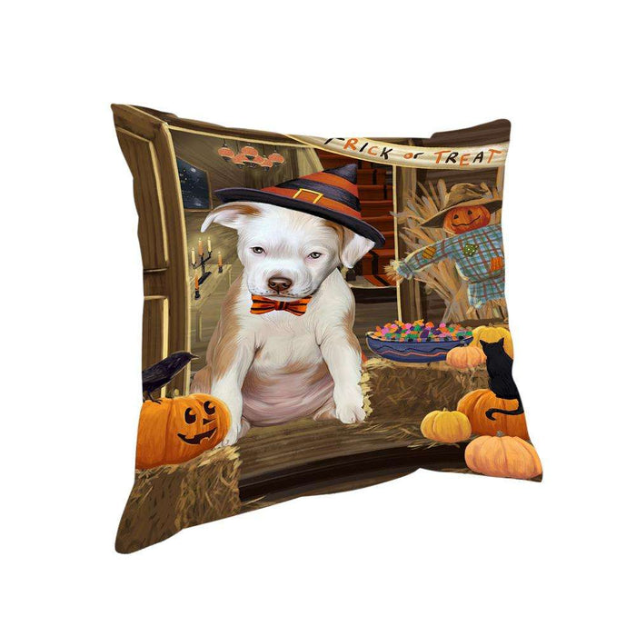 Enter at Own Risk Trick or Treat Halloween Pit Bull Dog Pillow PIL69496