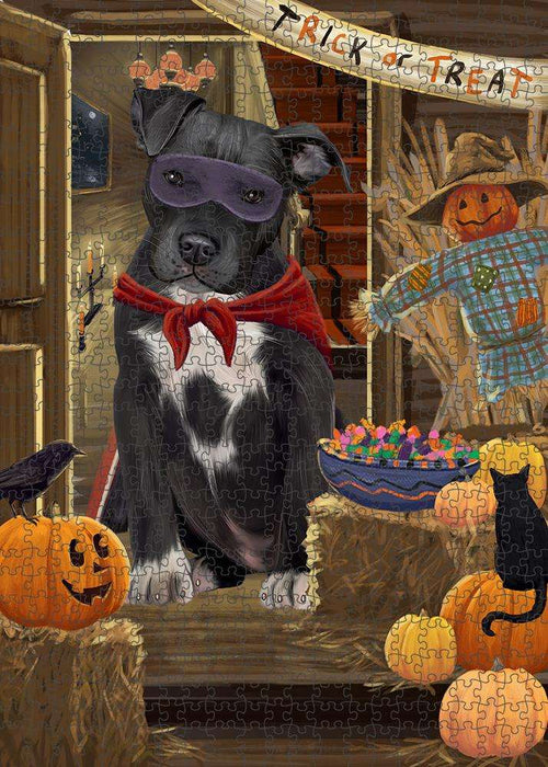 Enter at Own Risk Trick or Treat Halloween Pit Bull Dog Puzzle with Photo Tin PUZL80016