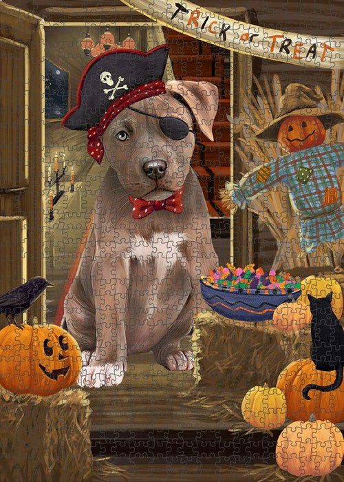 Enter at Own Risk Trick or Treat Halloween Pit Bull Dog Puzzle with Photo Tin PUZL80020