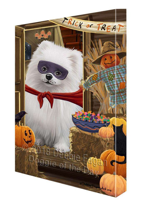Enter at Own Risk Trick or Treat Halloween Pomeranian Dog Canvas Print Wall Art Décor CVS96830