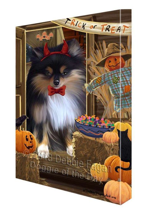 Enter at Own Risk Trick or Treat Halloween Pomeranian Dog Canvas Print Wall Art Décor CVS96848