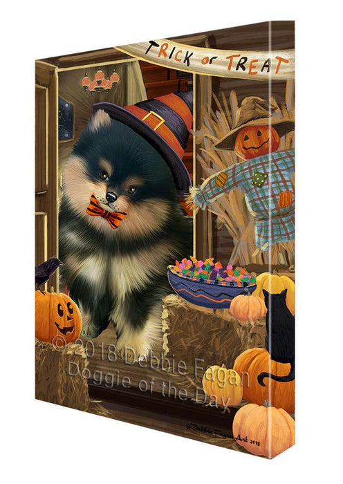 Enter at Own Risk Trick or Treat Halloween Pomeranian Dog Canvas Print Wall Art Décor CVS96857