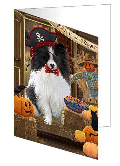 Enter at Own Risk Trick or Treat Halloween Pomeranian Dog Handmade Artwork Assorted Pets Greeting Cards and Note Cards with Envelopes for All Occasions and Holiday Seasons GCD63692