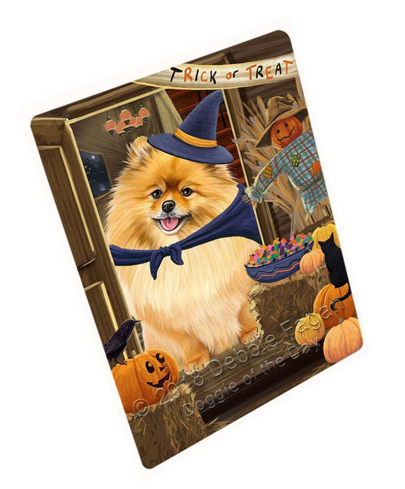 Enter at Own Risk Trick or Treat Halloween Pomeranian Dog Large Refrigerator / Dishwasher Magnet RMAG80196