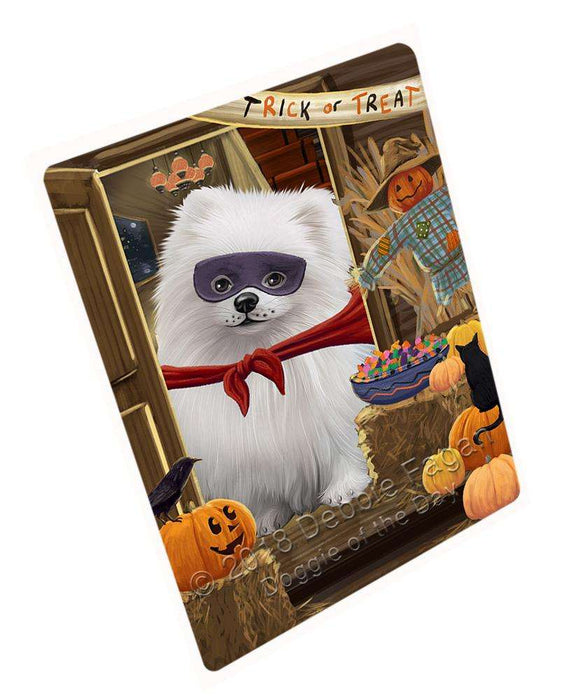 Enter at Own Risk Trick or Treat Halloween Pomeranian Dog Large Refrigerator / Dishwasher Magnet RMAG80202