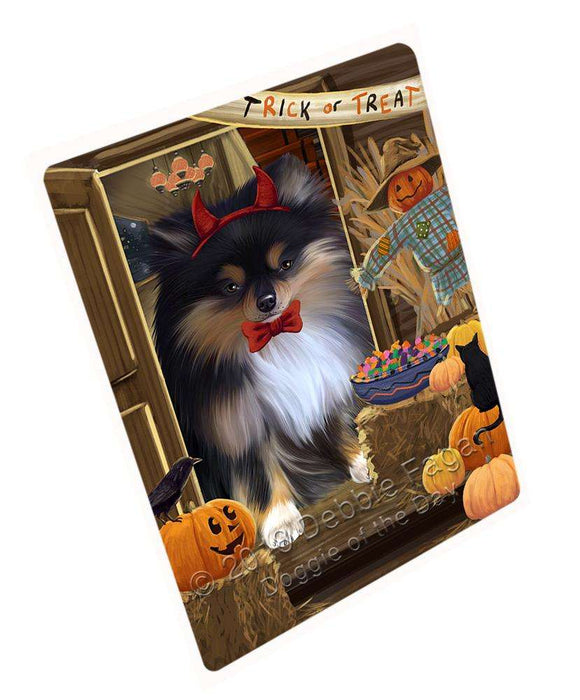 Enter at Own Risk Trick or Treat Halloween Pomeranian Dog Large Refrigerator / Dishwasher Magnet RMAG80214