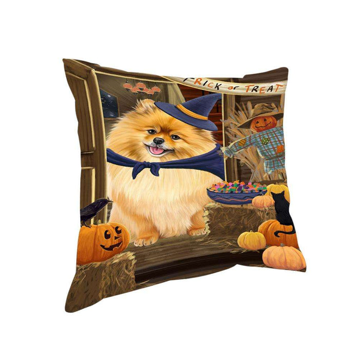 Enter at Own Risk Trick or Treat Halloween Pomeranian Dog Pillow PIL69500