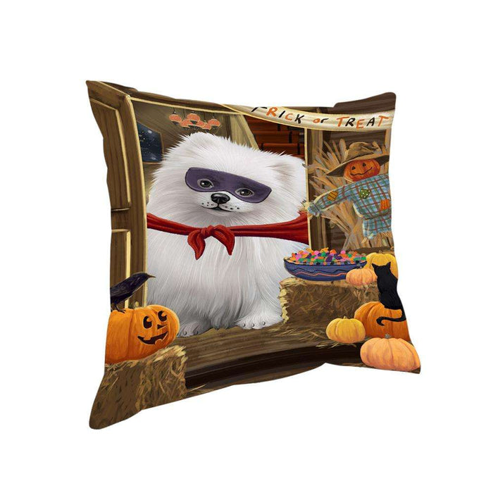 Enter at Own Risk Trick or Treat Halloween Pomeranian Dog Pillow PIL69504
