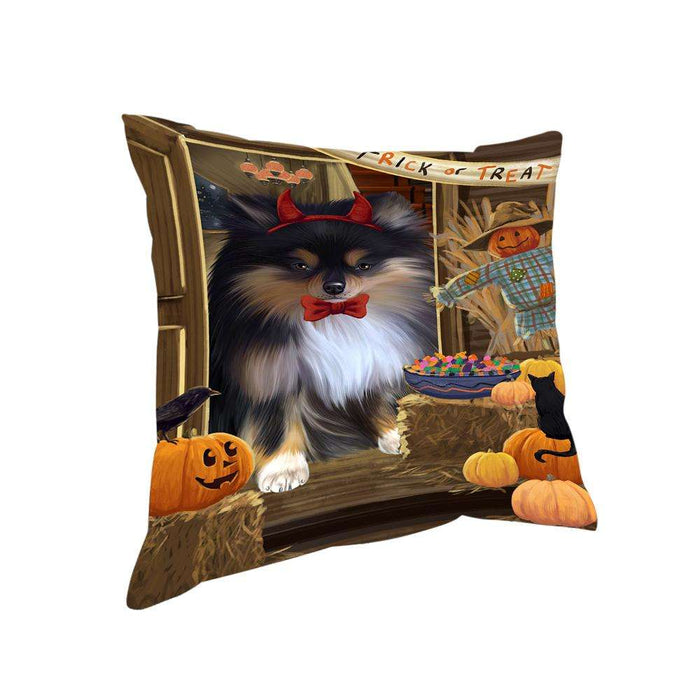 Enter at Own Risk Trick or Treat Halloween Pomeranian Dog Pillow PIL69512