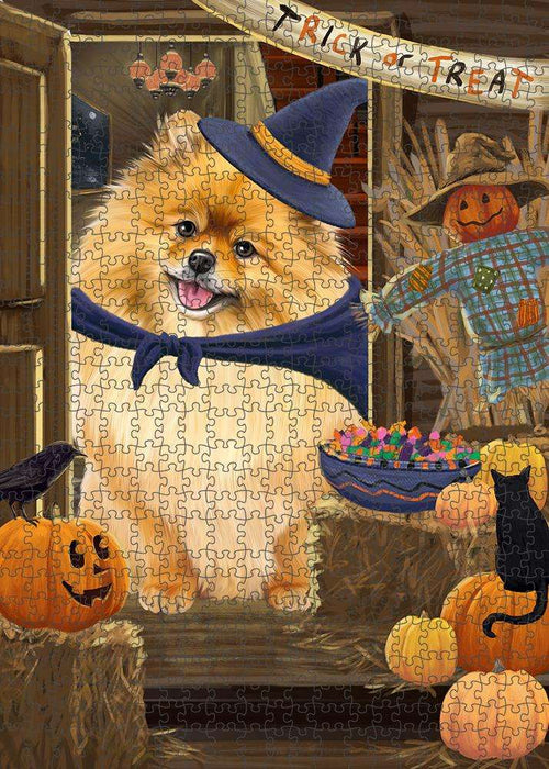 Enter at Own Risk Trick or Treat Halloween Pomeranian Dog Puzzle with Photo Tin PUZL80032
