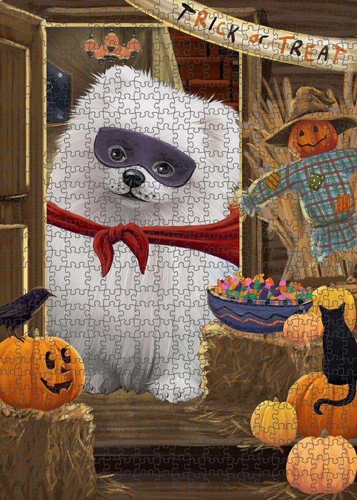 Enter at Own Risk Trick or Treat Halloween Pomeranian Dog Puzzle with Photo Tin PUZL80036