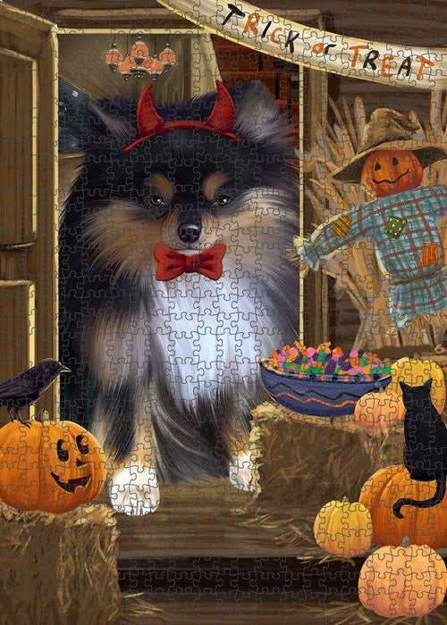 Enter at Own Risk Trick or Treat Halloween Pomeranian Dog Puzzle  PUZL80044