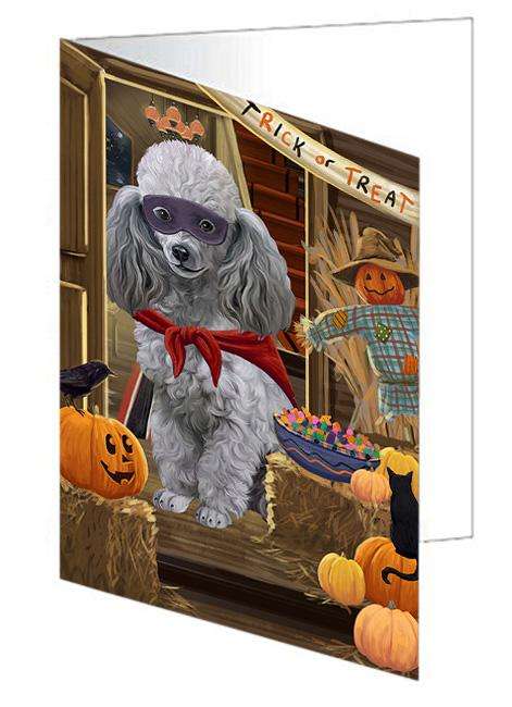 Enter at Own Risk Trick or Treat Halloween Poodle Dog Handmade Artwork Assorted Pets Greeting Cards and Note Cards with Envelopes for All Occasions and Holiday Seasons GCD63704