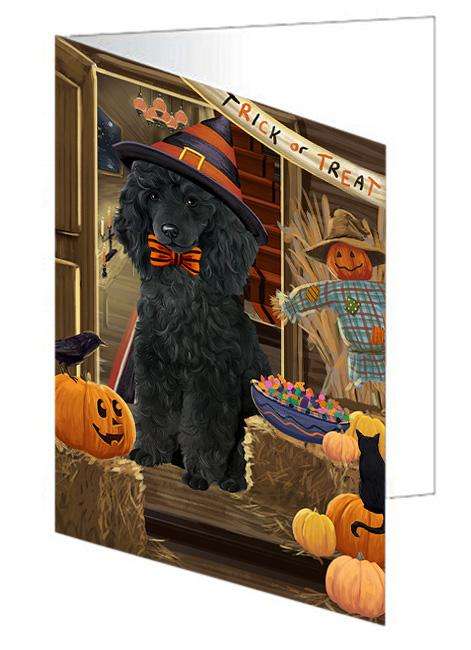 Enter at Own Risk Trick or Treat Halloween Poodle Dog Handmade Artwork Assorted Pets Greeting Cards and Note Cards with Envelopes for All Occasions and Holiday Seasons GCD63713